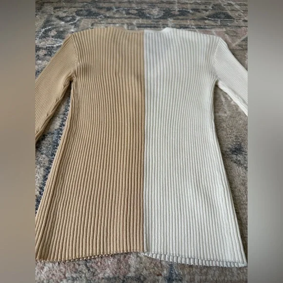 Staud Cargo Colorblock Ribbed Cardigan V Neck Stretchy Sweater Size Small - Picture 9 of 10